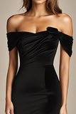 Off The Shoulder Mermaid Svart Formell Klänning Med Slits