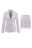 2-delad Ljusrosa Tweed Homecoming Outfits med fransar
