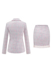 2-delad Ljusrosa Tweed Homecoming Outfits med fransar