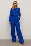 Royal Blue 2-delade arbetsdräkter i satin med fickor