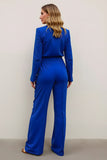 Royal Blue 2-delade arbetsdräkter i satin med fickor