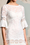 Ivory Lace A Line Lång Bröllop Gäst Klänning Med Ärmar