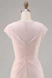 Godis Rosa V-ringning Bodycon Midi Klänning till brudens mor med volang