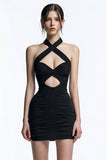 Bodycon Sexig Halter Liten Svart Klänning