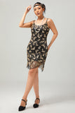 Svart Gyllene Paljett Vintage Bodycon 1920-talet Klänning
