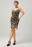 Svart Gyllene Paljett Vintage Bodycon 1920-talet Klänning