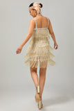 Svart paljett Gatsby Bodycon Kort 1920-talsklänning med fransar