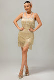 Svart paljett Gatsby Bodycon Kort 1920-talsklänning med fransar