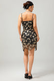 Svart Gyllene Paljett Vintage Bodycon 1920-talet Klänning