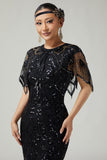 Gatsby Black Golden Sequin 1920-tals damkappa med pärlbroderi