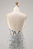 Korsett Silver V-hals Bodycon Spegel Homecoming Klänning