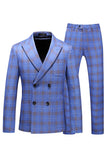 Blå Plaid Peak Kavajslag 2 stycken Baldräkter