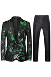 Notched Lapel Enkelknäppt Jacquard 2 Piece Lila Prom Kostymer för män