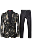 Notched Lapel Enkelknäppt Jacquard 2 Piece Lila Prom Kostymer för män