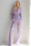 Lila 2 delar Notched Lapel Långärmad Business Suits