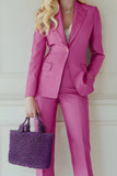 Fuchsia 2 Piece Peak Lapel One Button Prom Kostymer med fickor