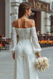 Off The Shoulder Vit Spets Bröllop Jumpsuits