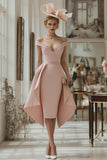 Off The Shoulder Rodna Rosa Slida Klänning till Brudens Mor