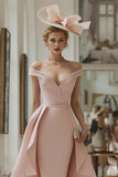 Off The Shoulder Rodna Rosa Slida Klänning till Brudens Mor