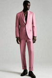 Herr Grå Rosa Topp Kavajslag 2 Piece Prom Suits
