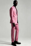 Herr Grå Rosa Topp Kavajslag 2 Piece Prom Suits