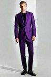 Mörklila One Button Peak Lapel Baldräkter för män