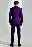 Mörklila One Button Peak Lapel Baldräkter för män