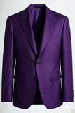 Mörklila One Button Peak Lapel Baldräkter för män