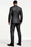 Mörkgrå randig Notched Lapel 2 Piece Enkelknäppta Män Kostymer