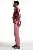 Blush 2 Piece Peak Lapel Prom kostymer för män med paljetter