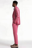 2-delad rouge Slim Fit Peak Lapel Baldräkter för män med paljetter