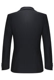 Svart Enknapps Sjal Kavajslag 3-delade Herrkostymer