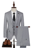 3-delad Slim Fit Notched Lapel Mäns Grå Kostymer