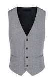 3-delad Slim Fit Notched Lapel Mäns Grå Kostymer