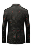 Svart Jacquard Notched Kavajslag Bal Kavaj