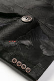 Svart Jacquard Notched Kavajslag Bal Kavaj