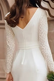 Elfenben, Bodycon, Båt, Hals, Satäng, Tingshus, Bröllopsklänning