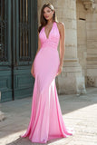 Mörkgrön Mermaid Halter Satin Rynkad Lång Balklänning