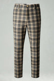 Brun Grå 2 Delad Notched Lapel Grid Mäns Baldräkter med fickor