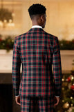Brun Grå 2 Delad Notched Lapel Grid Mäns Baldräkter med fickor