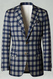 Brun Grå 2 Delad Notched Lapel Grid Mäns Baldräkter med fickor
