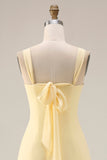 Lemon Sorbet A Line Chiffon Convertible Long Brideshire Tärnklänning med slits