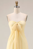 Lemon Sorbet A Line Chiffon Convertible Long Brideshire Tärnklänning med slits