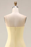 Lemon Sorbet A Line Chiffon Convertible Long Brideshire Tärnklänning med slits