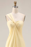 Lemon Sorbet A Line Chiffon Convertible Long Brideshire Tärnklänning med slits