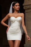 Sweetheart Corset Bodycon Ivory Kort brudklänning