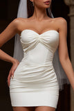 Sweetheart Corset Bodycon Ivory Kort brudklänning