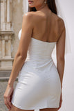 Sweetheart White Bodycon Mini Brudklänning