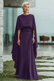 Svart A-linje rund hals lång brudmors klänning