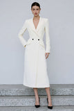 Ivory Sheath Peak Lapel långärmad arbetsklänning